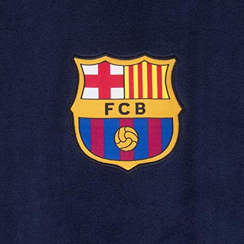 FCB FC Barcelona - Batín con Forro Polar y Capucha para Hombre - Producto Oficial - Azul - Mediana
