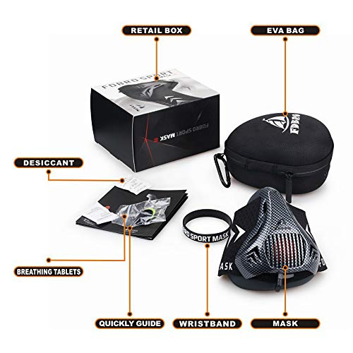FDBRO Máscaras máscaras de Deportes, Estilo Negro, máscara;scara para Entrenamiento y acondicionamiento de Gran altitud, máscara scara Deportiva 2.0 (Fibra de Carbono, Medium(70kg-100kg)) FDBRO Máscaras máscaras de Deportes, Estilo Negro, máscara;scara para Entrenamiento y acondicionamiento de Gran altitud, máscara scara Deportiva 2.0 (Fibra de Carbono, Medium(70kg-100kg))