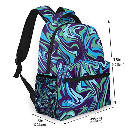 FDFCSD Mochilas Escolares, Mármol Madera Púrpura Verde Mochila Hombre Mujer Casual Mochila para Portatil 14 Pulgadas Mochila Universidad Resistente Mochila Instituto