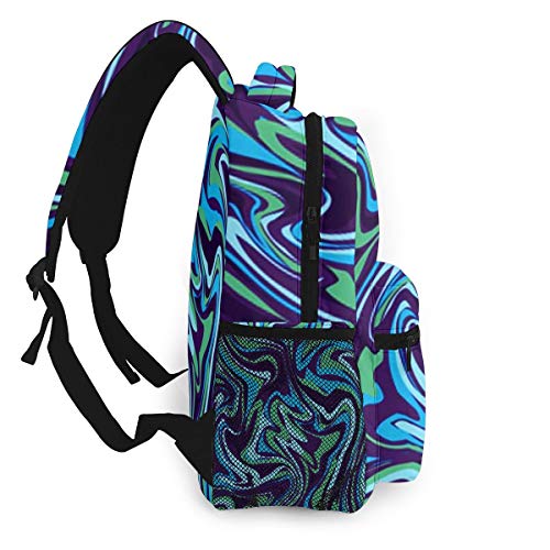 FDFCSD Mochilas Escolares, Mármol Madera Púrpura Verde Mochila Hombre Mujer Casual Mochila para Portatil 14 Pulgadas Mochila Universidad Resistente Mochila Instituto