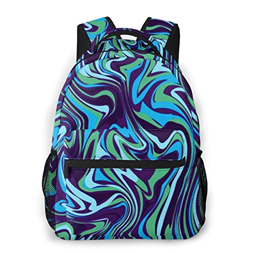 FDFCSD Mochilas Escolares, Mármol Madera Púrpura Verde Mochila Hombre Mujer Casual Mochila para Portatil 14 Pulgadas Mochila Universidad Resistente Mochila Instituto