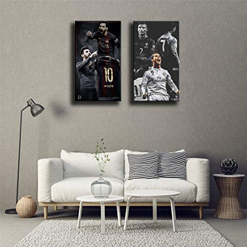 fdgdfgd Lionel Messi, Cristiano Ronaldo Pintura Impresión en Lienzo HD Pintura Abstracta en Lienzo Oficina Arte de la Pared Decoración para el hogar Imagen de la Pared 40X70 CM