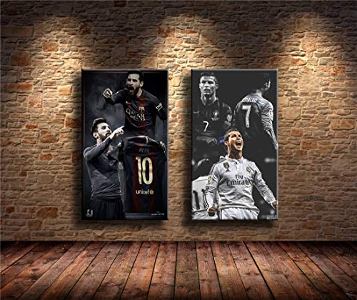 fdgdfgd Lionel Messi, Cristiano Ronaldo Pintura Impresión en Lienzo HD Pintura Abstracta en Lienzo Oficina Arte de la Pared Decoración para el hogar Imagen de la Pared 40X70 CM