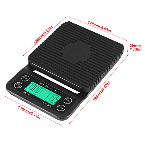 Fdit Báscula Digital Cocina de Café Electrónico de Goteo de Escala de Comida de 3KG / 0.1g LCD Digital Que Pesa con Contador de Tiempo (Verde) Fdit Báscula Digital Cocina de Café Electrónico de Goteo de Escala de Comida de 3KG / 0.1g LCD Digital Que Pesa con Contador de Tiempo (Verde)