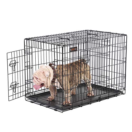 FEANDREA Jaula para Perros, Jaula para Mascotas con 2 Puertas, 92,5 x 57,5 x 64 cm, Negro PPD36BK