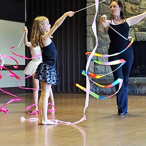 Febbya Danza Cinta, Gimnasias Rítmicas 6 Piezas 2 Metros Cintas de Gimnasia Rítmica para niños Baile artístico, Giro de bastón, Gimnasia, Entrenamiento, Actividades Divertidas