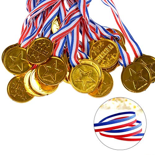 Febbya Medallas para Niños,Medallitas Juguetito de Plástico 30 Piezas Ganadores Medallas Oro Mini Olimpiadas con Cordón para Juegos Fiestas Infantiles Prizzes Regalos Premios 4CM