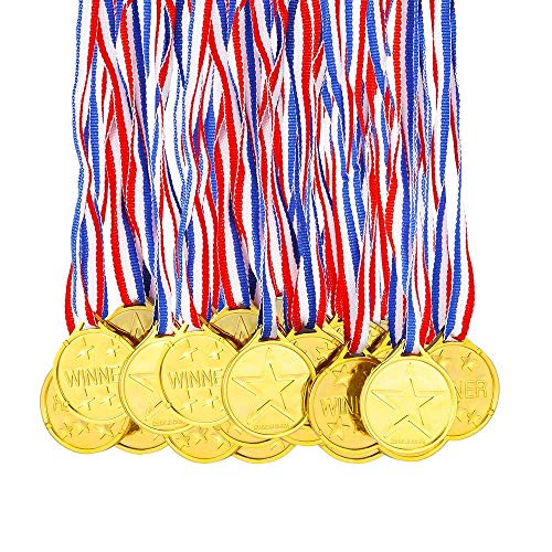Febbya Medallas para Niños,Medallitas Juguetito de Plástico 30 Piezas Ganadores Medallas Oro Mini Olimpiadas con Cordón para Juegos Fiestas Infantiles Prizzes Regalos Premios 4CM