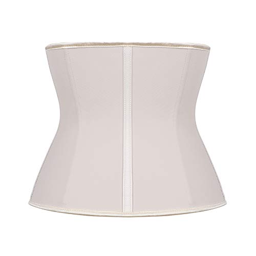 FeelinGirl 9 Aceros Deshuesados Látex Corsé de Entrenamiento Transpirable para Mujer Faja Lumbar Beige Cintura 94-100cm(4XL/Talla 48)