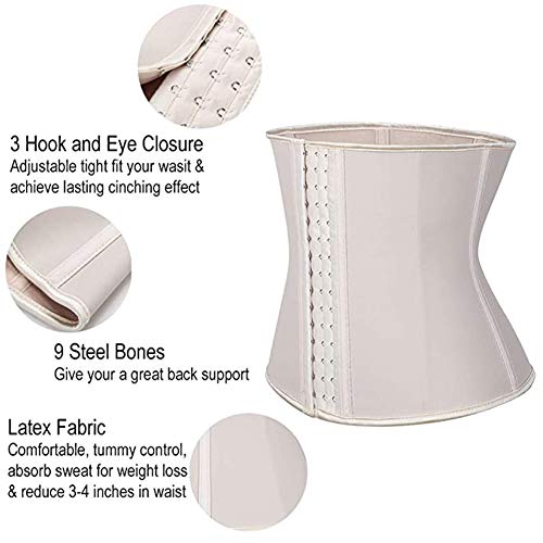 FeelinGirl 9 Aceros Deshuesados Látex Corsé de Entrenamiento Transpirable para Mujer Faja Lumbar Beige Cintura 94-100cm(4XL/Talla 48) FeelinGirl 9 Aceros Deshuesados Látex Corsé de Entrenamiento Transpirable para Mujer Faja Lumbar Beige Cintura 94-100cm(4XL/Talla 48)