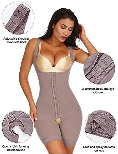 FeelinGirl Mujer Faja Reductora Chaleco sin Costura Corsé Bustier Ajustable Tirantes Faja Aabdominal Marrón L/Talla 40-42