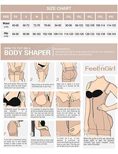 FeelinGirl Mujer Faja Reductora con Cinta Ajustable Corsé Bustier Ajustable Cremallera Shapewear Corset Waist Trainer Beige XL/Talla 42-44