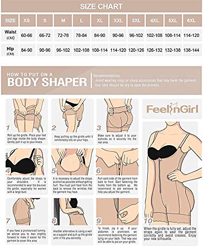 FeelinGirl Mujer Faja Reductora con Cinta Ajustable Corsé Bustier Ajustable Cremallera Shapewear Corset Waist Trainer Negro XL/Talla 42-44 FeelinGirl Mujer Faja Reductora con Cinta Ajustable Corsé Bustier Ajustable Cremallera Shapewear Corset Waist Trainer Negro XL/Talla 42-44