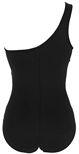 FeelinGirl Mujer Monokini con Uno/Dos Tirantes Traje de Baño de Una Pieza Talla Grande Un Tirante-Negro XXL/Talla 48