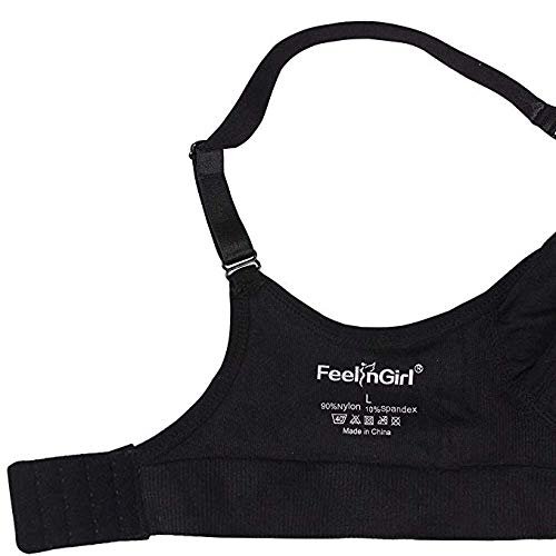 FeelinGirl Sujetador de Maternidad para Mujer sin Hilo ni Costura para Lactancia Conjuntos de Lencería L Negro+Beige+Rosa/3 Piezas 80A-85E