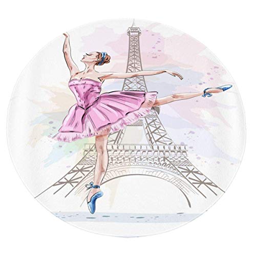 Fehuew Ballet Girl Dance in Eiffel Tower Manta Redonda 60x60 Pulgadas Sala de Estar/Dormitorio/Sofá Sofá Cama Suave y cálida Manta Grande para niños Adultos