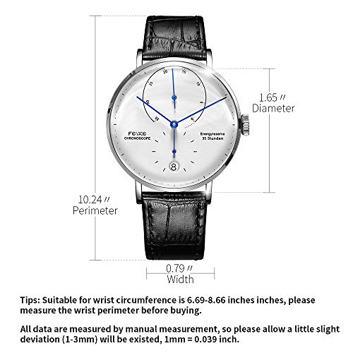 FEICE Reloj Automático para Hombre Reloj Bauhaus Reloj Mecánico Acero Inoxidable Espejo Arqueado Reloj Analógico de Moda Unisex -FM202 Ø42mm