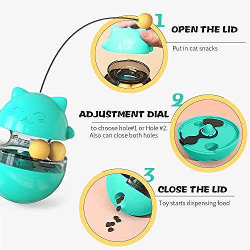 feihao Juguetes para Gatos Interactivos,Bola de Gato, Juguetes para Gatos Pelotas, Automático Dispensador de Comida para Gatos, 4 en 1 Bolas Educativas