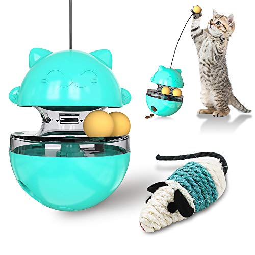 feihao Juguetes para Gatos Interactivos,Bola de Gato, Juguetes para Gatos Pelotas, Automático Dispensador de Comida para Gatos, 4 en 1 Bolas Educativas