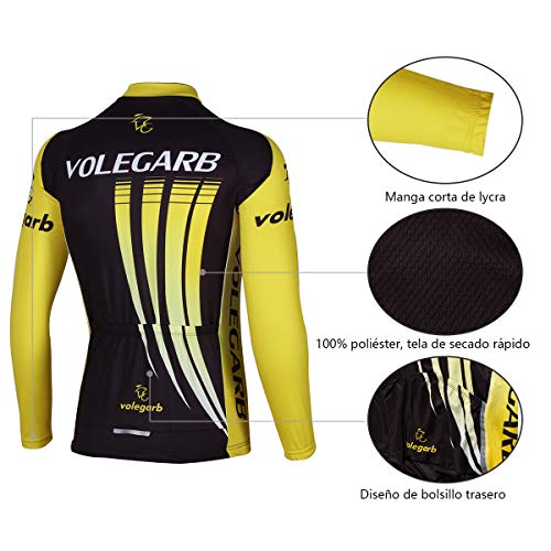 Feilaxleer Ropa Ciclismo Otoño/Invierno/Primavera para Hombre y Mujer - Ciclismo Maillot MTB de Manga Larga y Culotte Pantalones Acolchado 3D (Amarillo,XL) Feilaxleer Ropa Ciclismo Otoño/Invierno/Primavera para Hombre y Mujer - Ciclismo Maillot MTB de Manga Larga y Culotte Pantalones Acolchado 3D (Amarillo,XL)