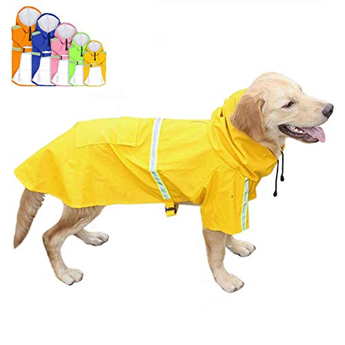 FEimaX Impermeable para Perros Abrigo Impermeables con Capucha, Chubasquero Reflectante y Ajustable, Poncho de Lluvia Impermeable para Perros Pequeños medianos y Grandes FEimaX Impermeable para Perros Abrigo Impermeables con Capucha, Chubasquero Reflectante y Ajustable, Poncho de Lluvia Impermeable para Perros Pequeños medianos y Grandes