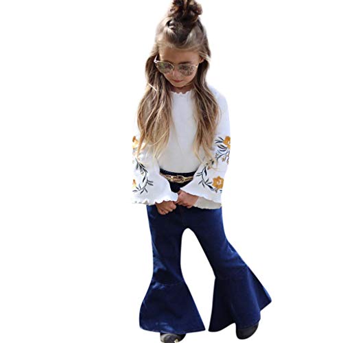 feiXIANG Ropa de bebé Ropa de niñas Conjunto Ropa Caliente niña de Manga Larga Floral Camisa de Moda + Pantalones de Campana Traje Fiesta de Ceremonia Informal Ropa feiXIANG Ropa de bebé Ropa de niñas Conjunto Ropa Caliente niña de Manga Larga Floral Camisa de Moda + Pantalones de Campana Traje Fiesta de Ceremonia Informal Ropa