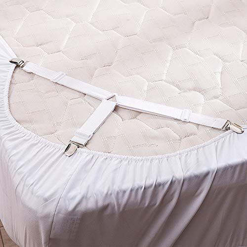 Felly 4 Piezas Sujetadores para Sábanas Ajustables Elásticos Correas Cama Clips para Sábana Bajera Fundas de Colchón Sofá (Blanco) Felly 4 Piezas Sujetadores para Sábanas Ajustables Elásticos Correas Cama Clips para Sábana Bajera Fundas de Colchón Sofá (Blanco)