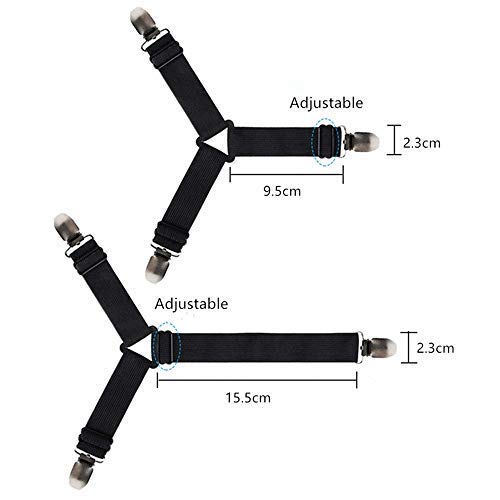 Felly 4 Piezas Sujetadores para Sábanas Ajustables Elásticos Correas Cama Clips para Sábana Bajera Fundas de Colchón Sofá (Blanco) Felly 4 Piezas Sujetadores para Sábanas Ajustables Elásticos Correas Cama Clips para Sábana Bajera Fundas de Colchón Sofá (Blanco)