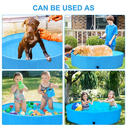 Femor Piscina Perros y Gatos Bañera Plegable, Piscina para Niños,PVC Antideslizante y Resistente al Desgaste, Adecuado para Interior Exterior al Aire Libre, Color Azul (160 x 160 x 30cm)