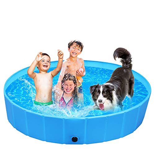 Femor Piscina Perros y Gatos Bañera Plegable, Piscina para Niños,PVC Antideslizante y Resistente al Desgaste, Adecuado para Interior Exterior al Aire Libre, Color Azul (160 x 160 x 30cm)