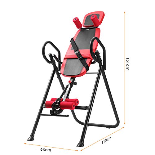 Femor Tabla de Inversión de Gravedad Plegable, Reposacabezas Ajustable y Cinturón de Seguridad Regulable, Formar Espalda, Soporta hasta 150kg Femor Tabla de Inversión de Gravedad Plegable, Reposacabezas Ajustable y Cinturón de Seguridad Regulable, Formar Espalda, Soporta hasta 150kg