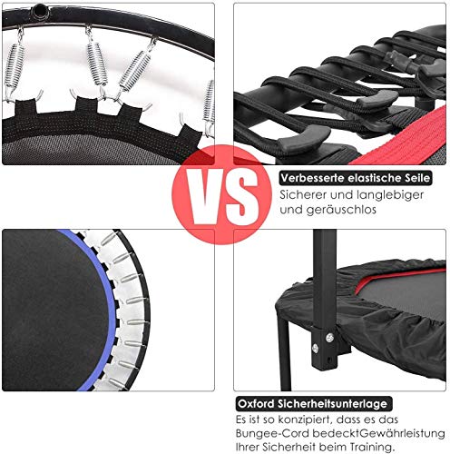 Femor Trampolín Fitness Plegable, Ø127 cm, con Mango Ajustable en Altura de 5 Vías, incluida la Cubierta del Borde, con Cuerdas de Goma Peso Máximo 150 kg Femor Trampolín Fitness Plegable, Ø127 cm, con Mango Ajustable en Altura de 5 Vías, incluida la Cubierta del Borde, con Cuerdas de Goma Peso Máximo 150 kg
