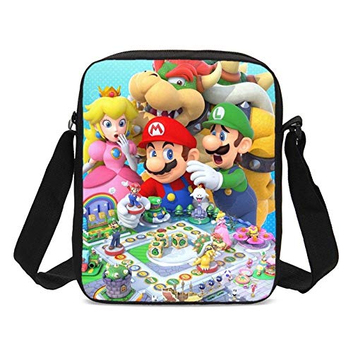 FENGHU Mochila de Dibujos Mario 4pcs 3D Super Mario Bros Anime School Bag Set Niños Mujeres Hombres con lonchera Estuche para lápices Mocila Infantil Escolar