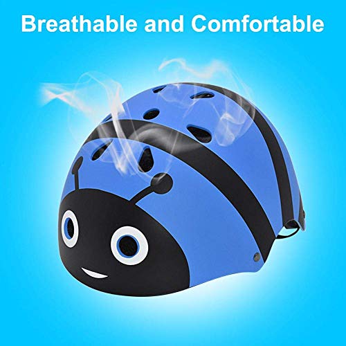 FENGLI Casco de seguridad para bicicleta para niños, ligero, transpirable, ajustable, con ruedas, para niños de 3 a 8 años y niñas (color: azul, tamaño: pequeño)