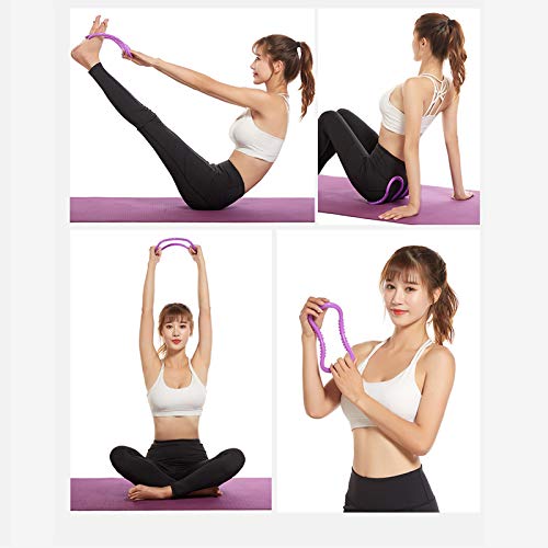 Fengshunte 2 anillos de yoga morado/rosa para estirar mano con puntos bump para yoga, para entrenamiento en casa, para estiramientos, masajes cervicales y ejercicios de piernas.