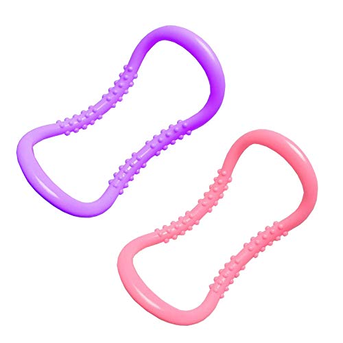 Fengshunte 2 anillos de yoga morado/rosa para estirar mano con puntos bump para yoga, para entrenamiento en casa, para estiramientos, masajes cervicales y ejercicios de piernas.