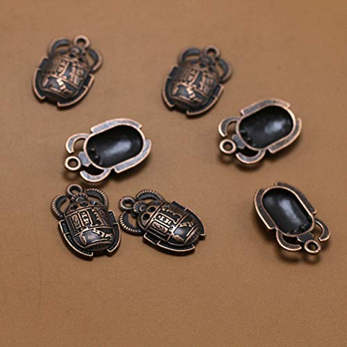 FENICAL 20pcs encantos del colgante del escarabajo egipcio de la vendimia DIY joyería que hace los accesorios para la pulsera del collar (rojo de cobre)