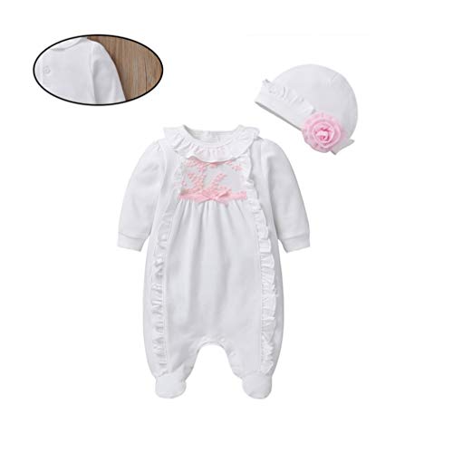 FENICAL ropa de manga larga gorro trajes ropa de escalada mono casual para bebé recién nacido (blanco 73cm)