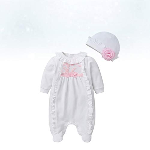 FENICAL ropa de manga larga gorro trajes ropa de escalada mono casual para bebé recién nacido (blanco 73cm)