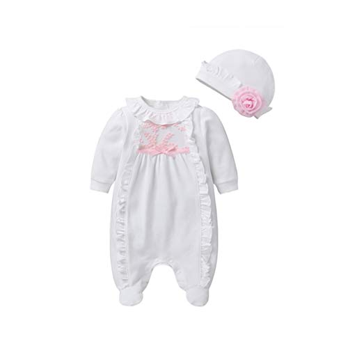 FENICAL ropa de manga larga gorro trajes ropa de escalada mono casual para bebé recién nacido (blanco 73cm)