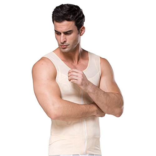 FEOYA - Chaleco Interior con Faja Abdominal Reductora para Hombre Suave Transpirable Quemagrasas Apto para Boda Fiesta Body Shaper for Man - Color de Piel - L