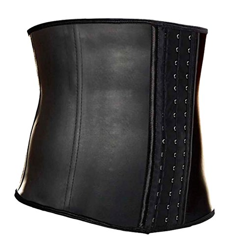 FEOYA - Faja Cindura de Látex Adelgazante Abdominal Formación para Cincher Corsé Entrenamiento Elástico Ajustable de Ganchos para Hombre - Negro - 42(Cintura:84-88cm)