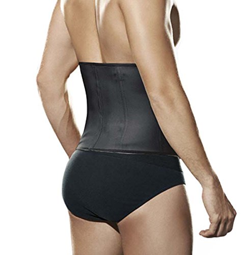 FEOYA - Faja Cindura de Látex Adelgazante Abdominal Formación para Cincher Corsé Entrenamiento Elástico Ajustable de Ganchos para Hombre - Negro - 42(Cintura:84-88cm)