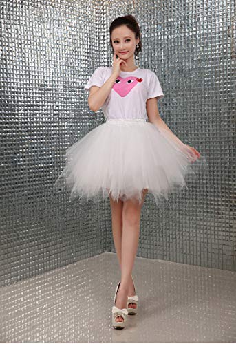 FEOYA Falda Tutu de Ballet para Mujer Skirt Corta Elegante con Capas Cintura Elástica Disfraz Fiesta Blanco 38CM FEOYA Falda Tutu de Ballet para Mujer Skirt Corta Elegante con Capas Cintura Elástica Disfraz Fiesta Blanco 38CM