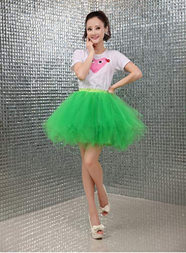 FEOYA Falda Tutu de Ballet para Mujer Skirt Corta Elegante con Capas Cintura Elástica Disfraz Fiesta Verde 38CM