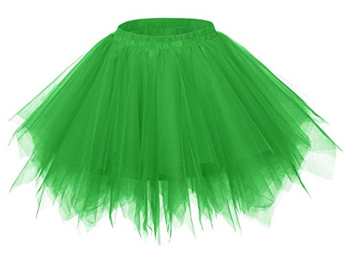 FEOYA Falda Tutu de Ballet para Mujer Skirt Corta Elegante con Capas Cintura Elástica Disfraz Fiesta Verde 38CM