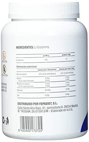 FEPA L-GLUTAMINA Sabor Neutro 500gr, Estándar, Único