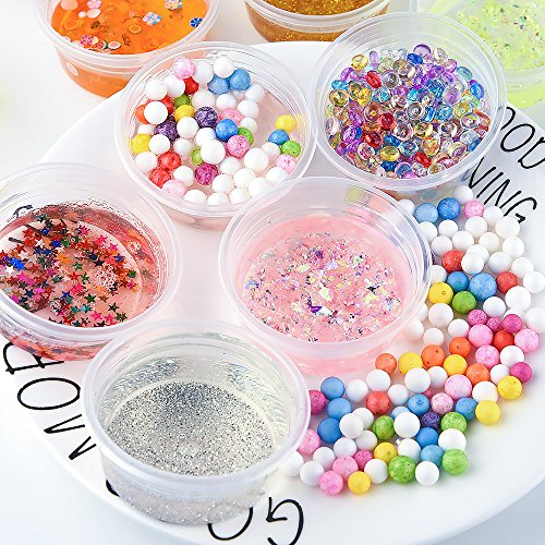 FEPITO 35 Pcs Slime Kit incluyen bolas pecera, Bolas espuma, Glitter, confeti, Contenedores almacenamiento, Herramientas lodo para el arte del bricolaje Slime hecho en casa(No contiene limo)