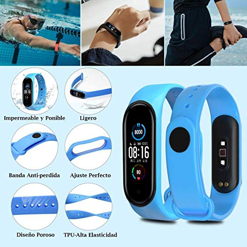 Ferilinso 15 Piezas Correas para Xiaomi Mi Band 5 + 4 Piezas Protector Pantalla, Silicona Pulsera de Recambio Brazalete Extensibles Reemplazo Compatible con Mi Band 5