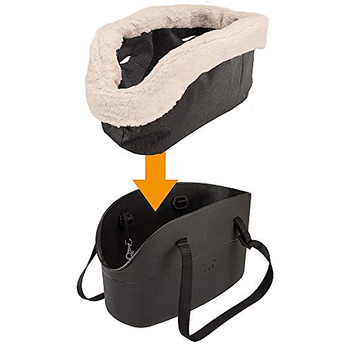 Ferplast Bolso para Perros with-ME Winter, EVA, Suave plástico de Goma con Revestimiento de ecopiel, Asas Regulables, Correa de Seguridad incluida, 21.5 x 43.5 x h 27 cm, Negro